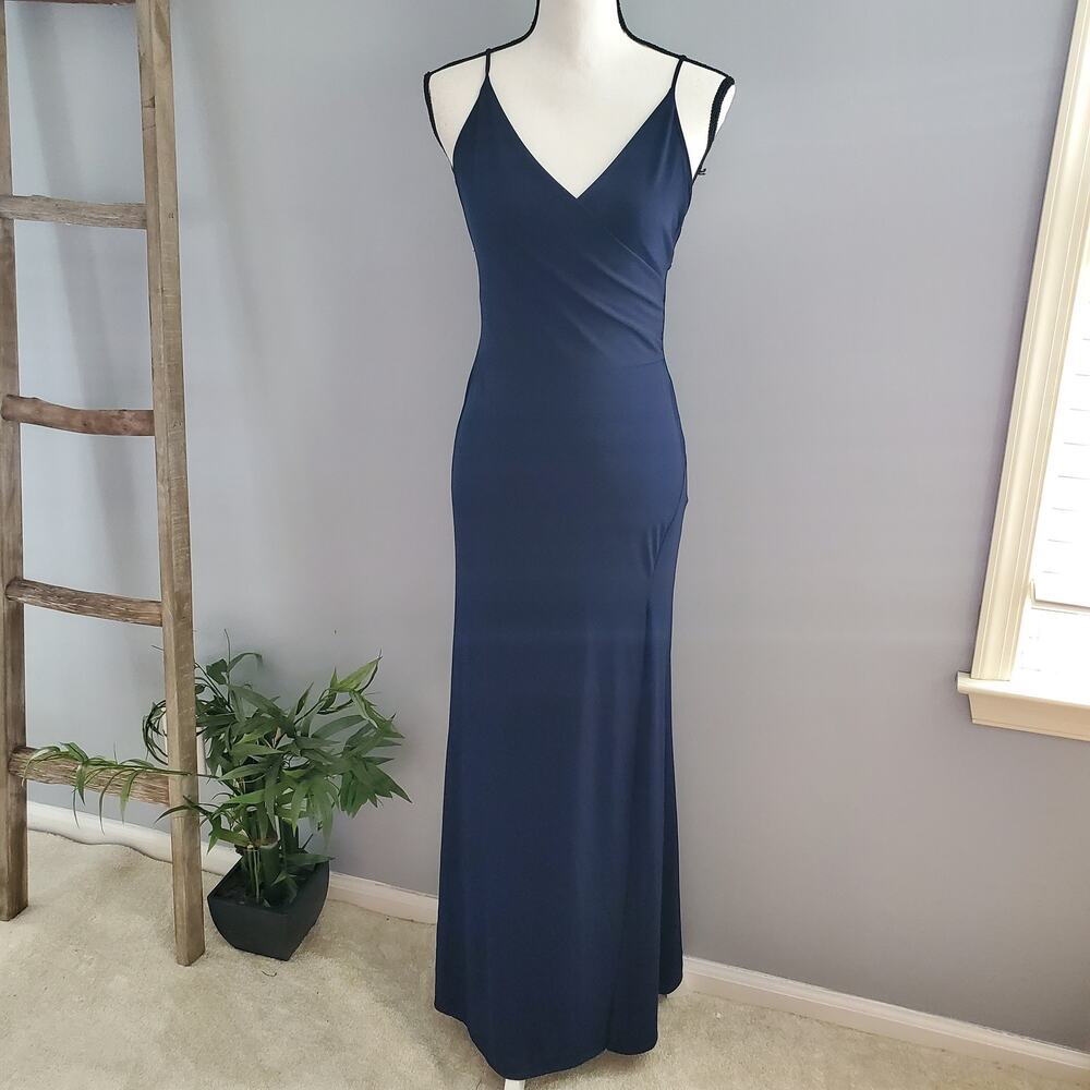 Fashion Nova Navy Blue Long Spaghetti Strap Bodycon Dress Size S